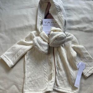 Tahari Baby Cream Knit Jacket with Mittens